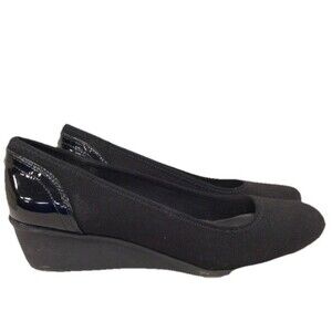Anne Klein Women's Shoes Black Sport Wisher Wedge Pumps Sz 6.5 IOB